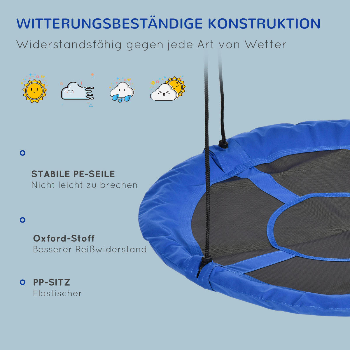 Outsunny Schaukel blau B/H/L: ca. 110x110x170 cm Kinderschaukel - blau (170,00/110,00/110,00cm) - Outsunny