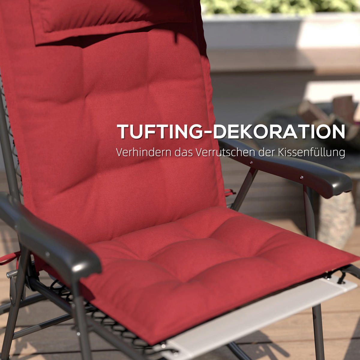 Outsunny Liegenauflage 2er Set weinrot Polyester B/H/L: ca. 50x5x116 cm Liegenauflage 2er Set - weinrot (116,00/50,00/5,00cm) - Outsunny