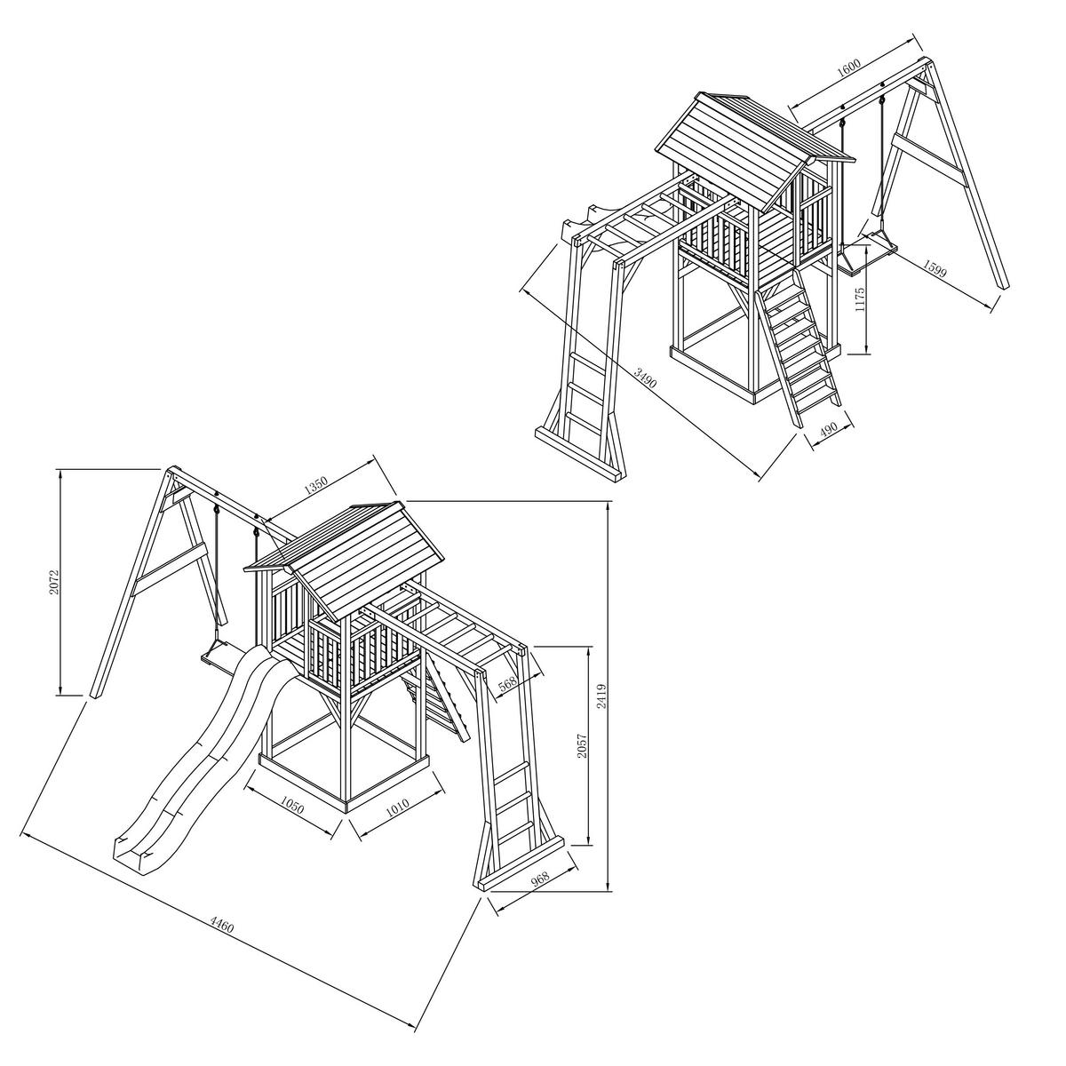 AXI Spielturm Beach Tower weiß B/H/L: ca. 446x242x349 cm Beach Tower - weiß/grau (349,00/446,00/242,00cm) - AXI