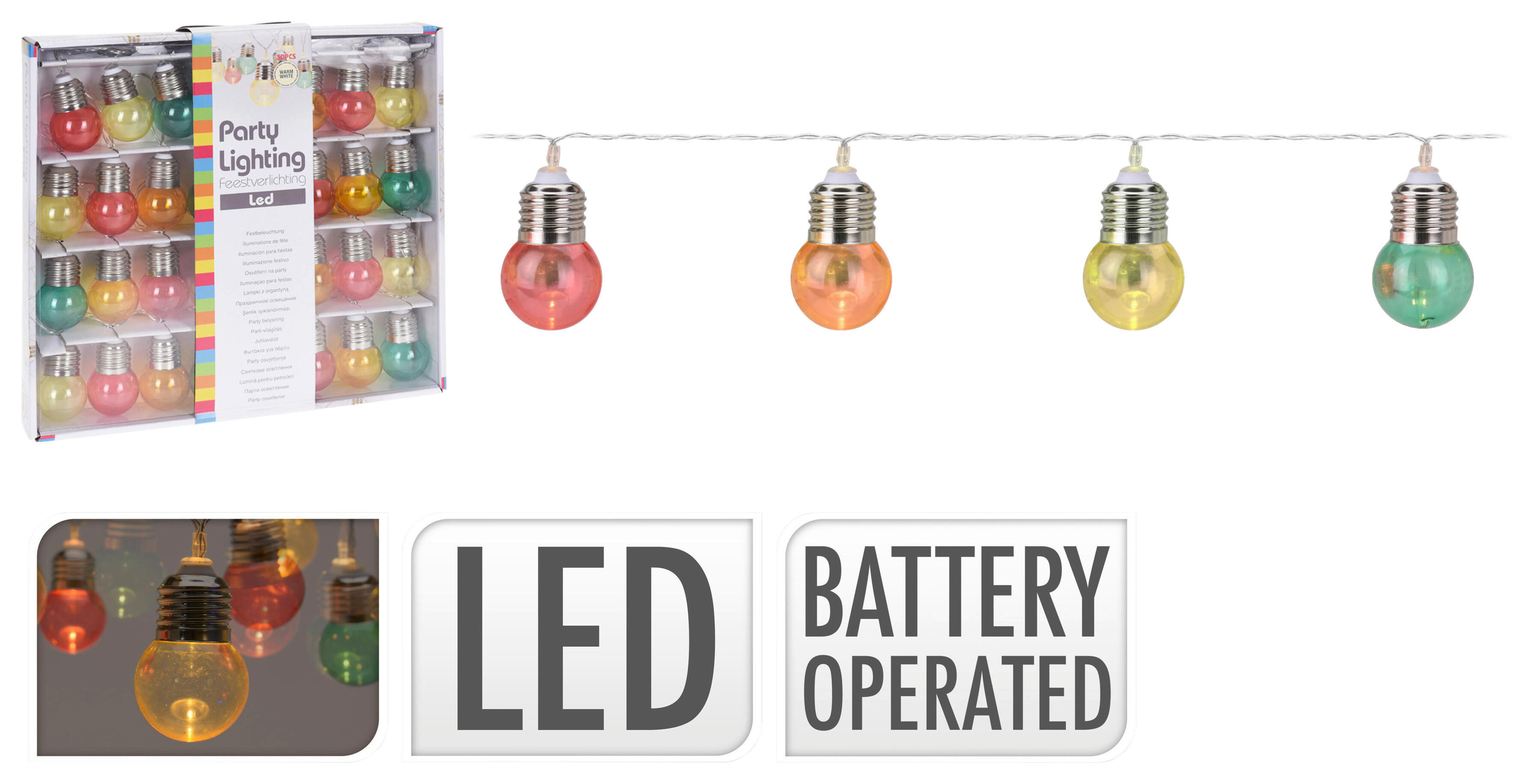 Party-Lichterkette LED Party-LED-Lichterkette - (4,70/33,00/30,50cm)