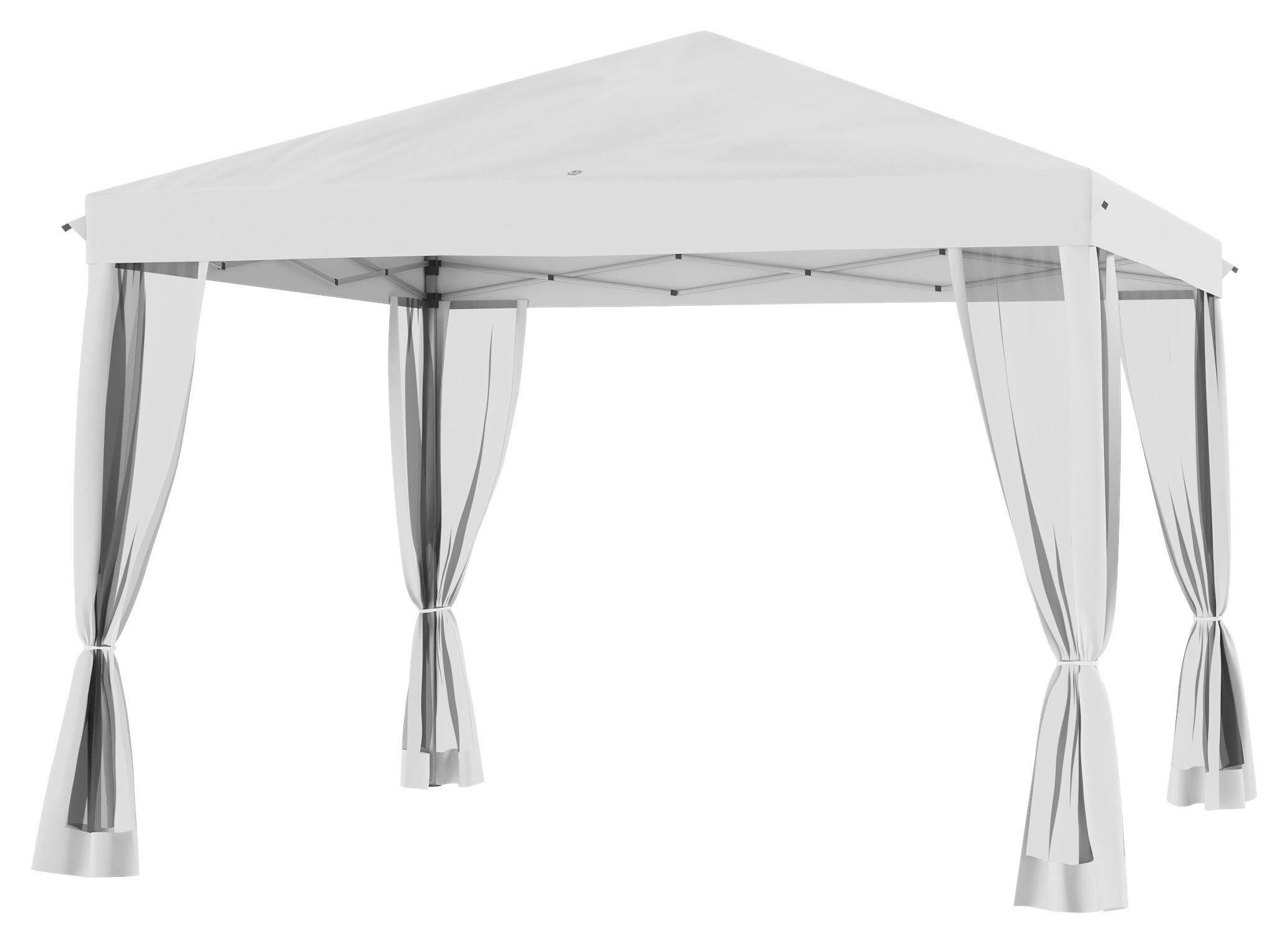 Outsunny Pavillon schwarz Metall B/H/L: ca. 295x260x295 cm Pavillon - schwarz/cremeweiß (295,00/295,00/260,00cm) - Outsunny