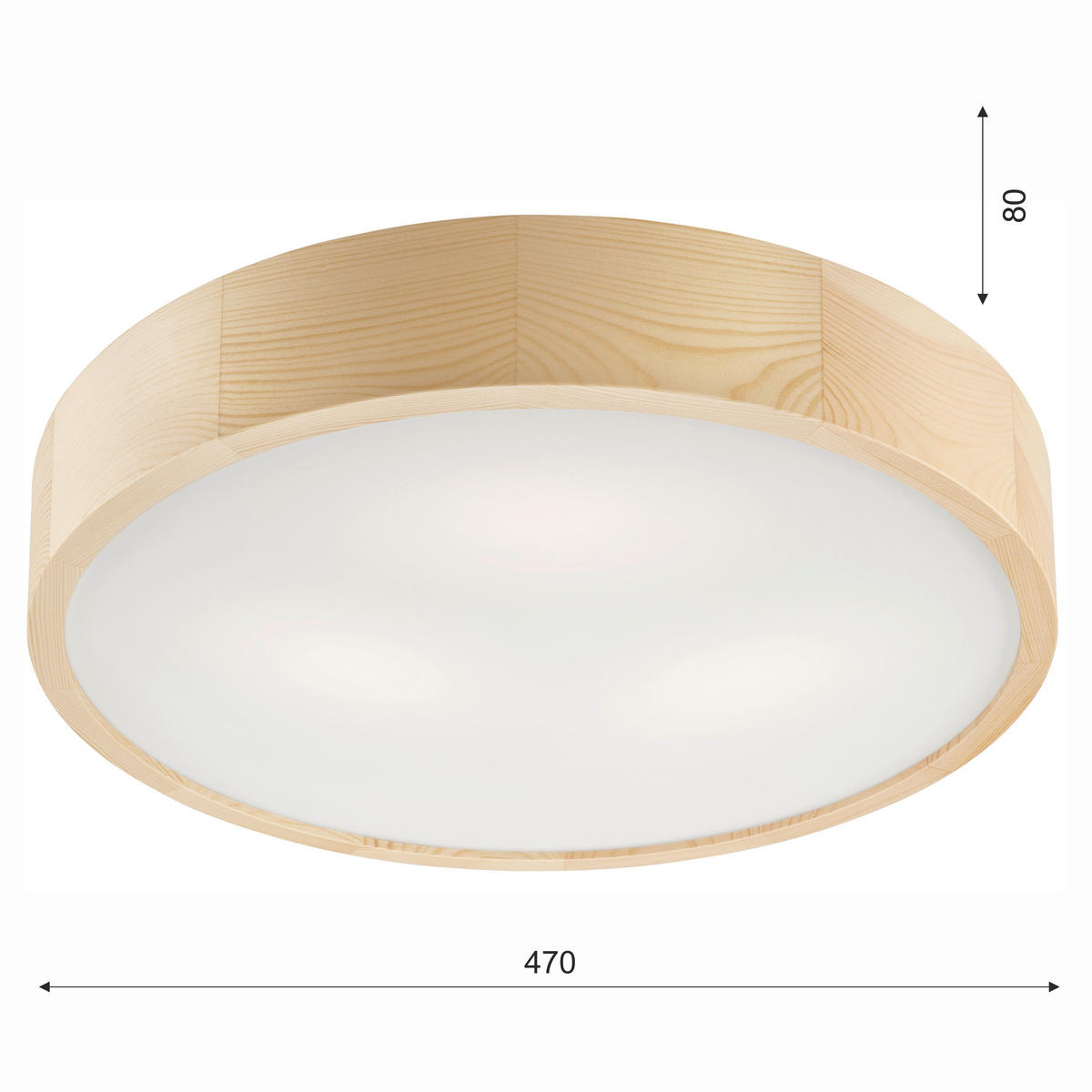 Lamkur Deckenleuchte EVELINE 38056 kiefer Glas Holz H/L: ca. 8x47 cm E27 3 Brennstellen Eveline - kiefer (47,00cm) - Lamkur