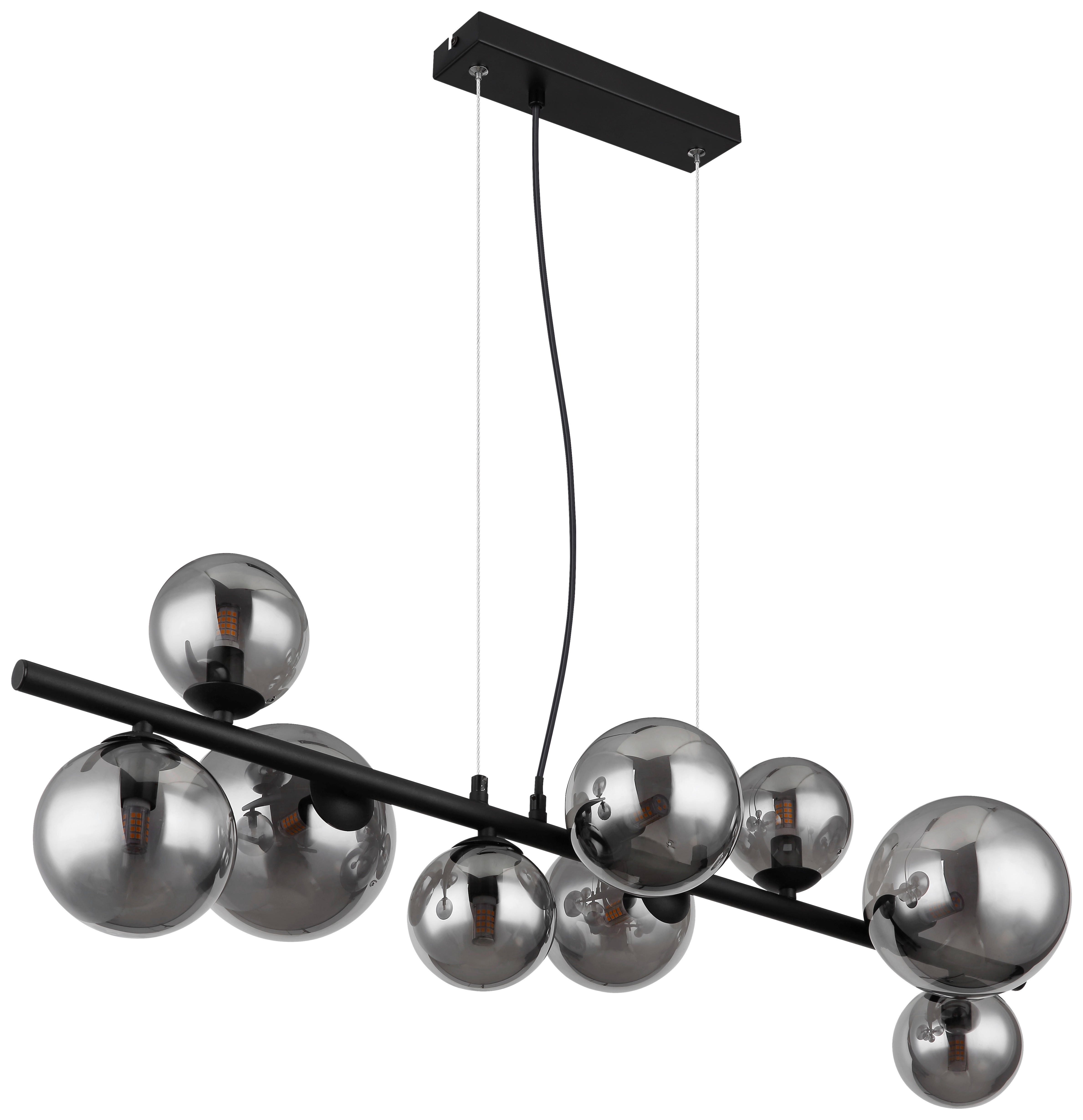 GLOBO Pendelleuchte 56133-9H Riha schwarz Metall Rauchglas B/H/L: ca. 36x120x87 cm 9.0 Brennstellen