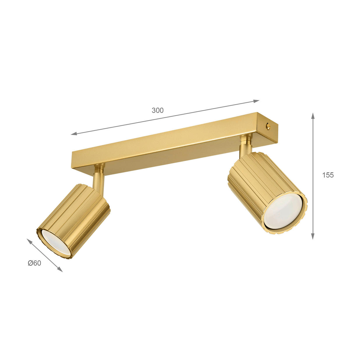Lamkur Strahler gold Stahl B/H/L: ca. 6,5x16,5x30 cm 2 Brennstellen Prisma - gold (30,00/6,50/16,50cm) - Lamkur