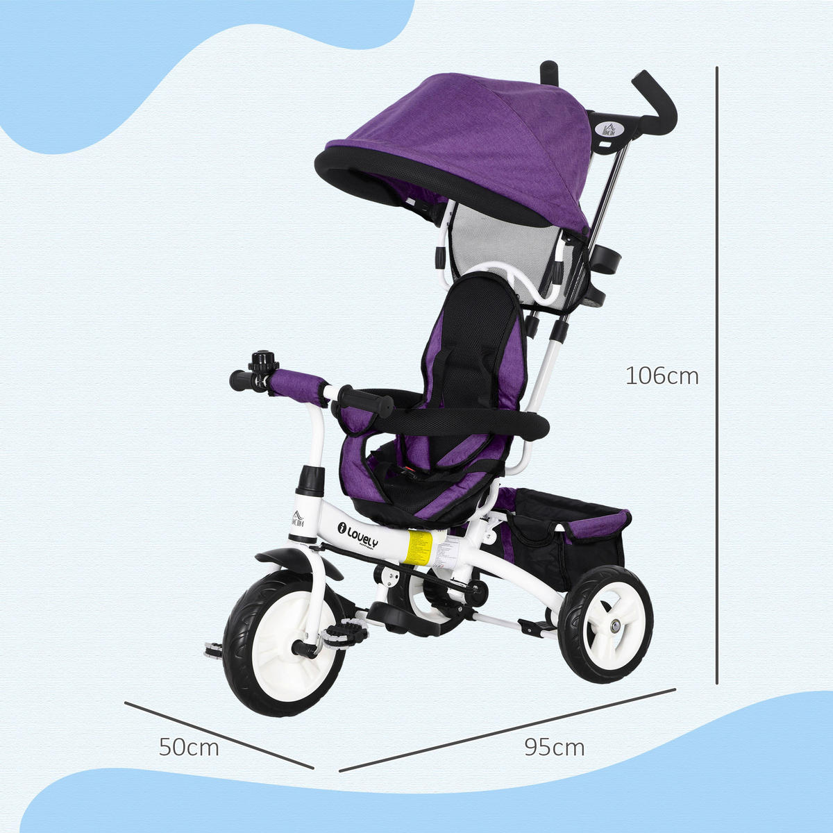 HOMCOM Kinderdreirad violett B/H/L: ca. 50x106x95 cm Kinderdreirad - violett (95,00/50,00/106,00cm) - HOMCOM