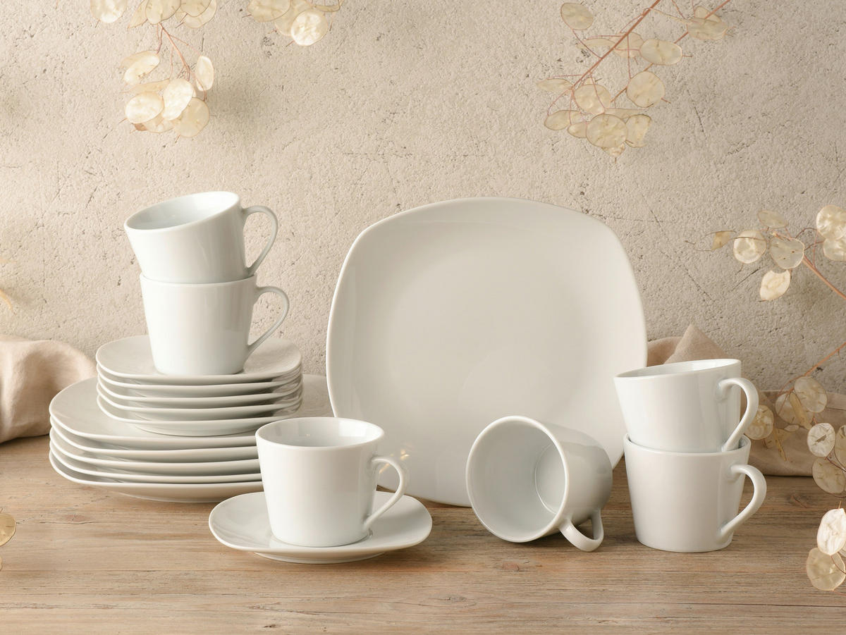 CreaTable Kaffeeservice Amelie weiß Porzellan 18 tlg. Amelie - weiß - CreaTable