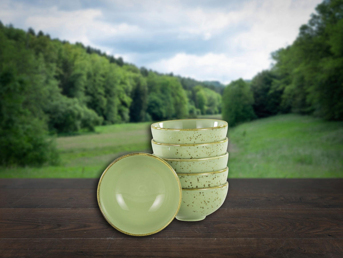 CreaTable Schalen-Set NATURE COLLECTION grün Steinzeug D: ca. 11,5 cm NATURE COLLECTION - grün (11,50cm) - CreaTable