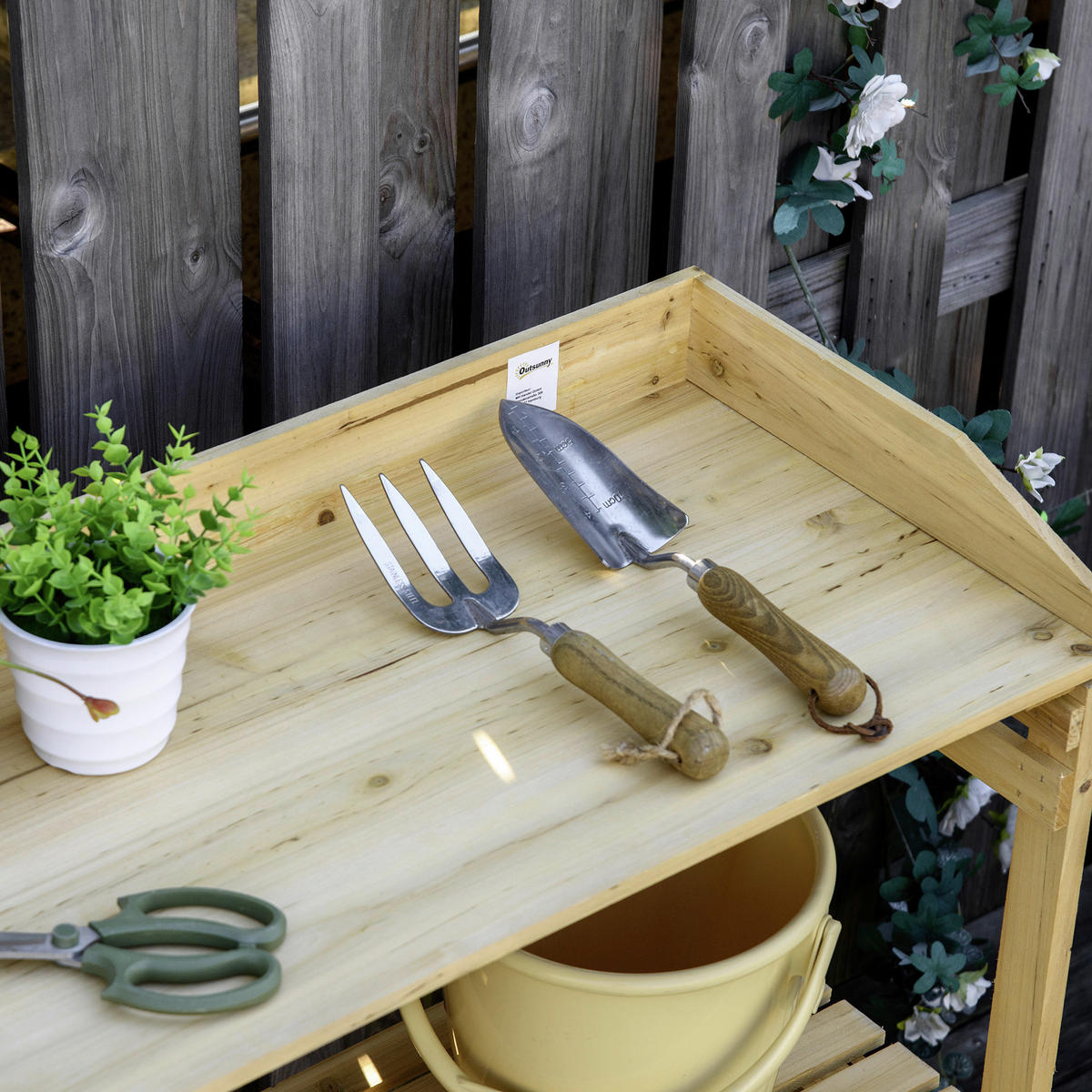 Outsunny Pflanztisch natur B/H/T: ca. 40x84x80 cm ca. 40 kg Pflanztisch 845-669 - natur (40,00/84,00/80,00cm) - Outsunny