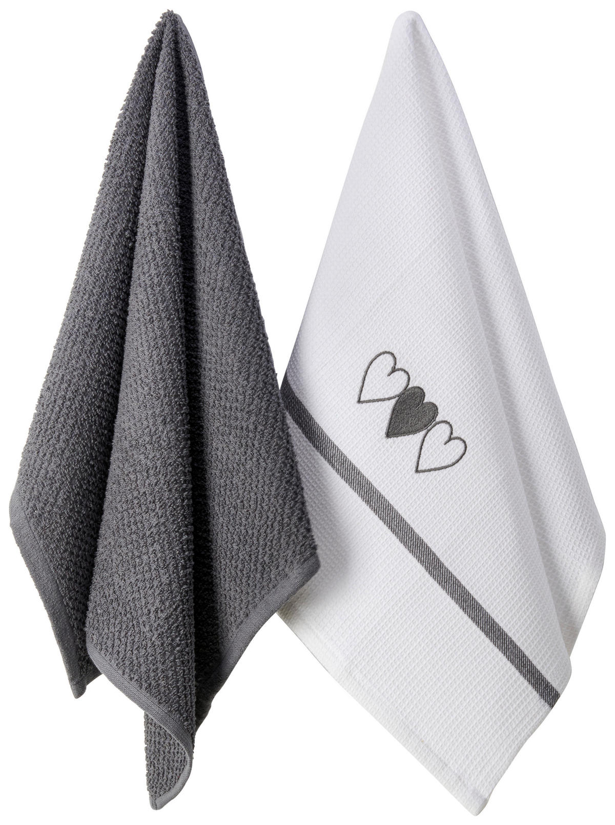 Geschirrtuch Geschirrtuch_2erPack_Herz - weiß/anthrazit (45,00/70,00cm) - POCOline