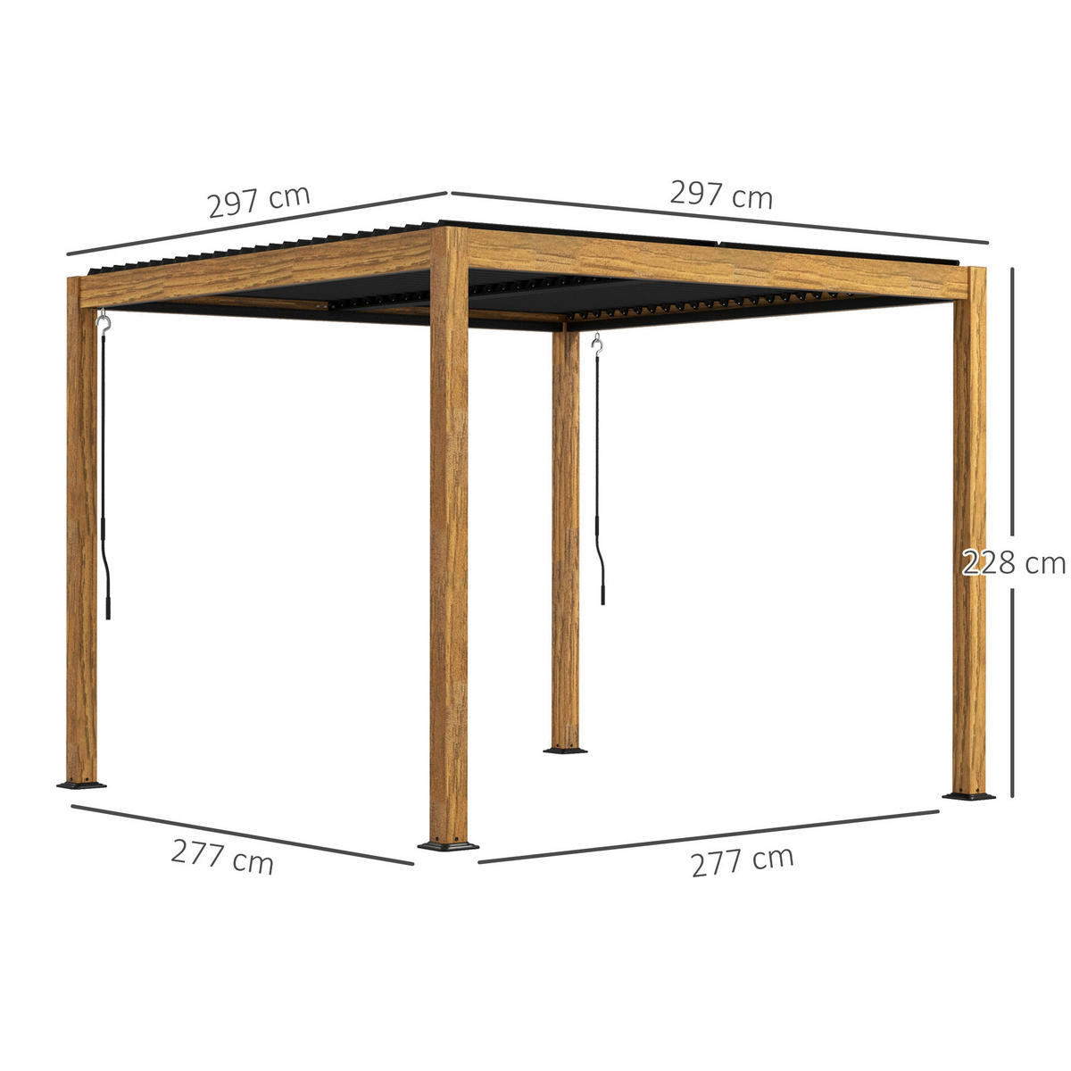 Outsunny Pavillon natur Aluminium B/H/L: ca. 297x297x228 cm Pergola - natur (228,00/297,00/297,00cm) - Outsunny