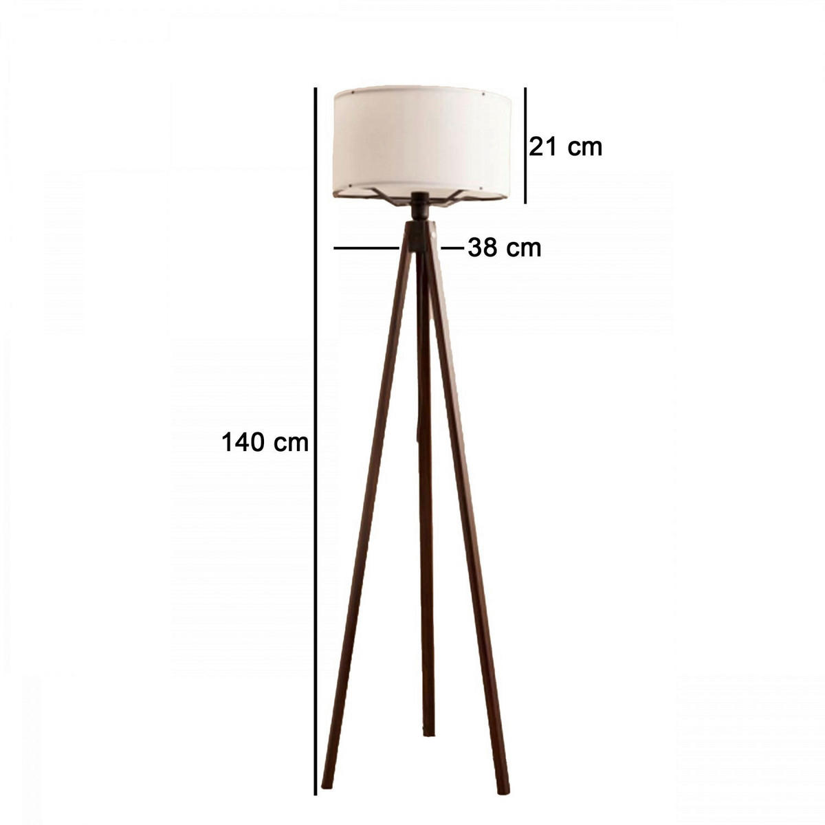 Opviq Stehleuchte weiß braun Stoff Holz B/H/T/L/D: ca. 21x140x21x21x21 cm E27 1 Brennstellen AYD - braun/weiß (21,00/21,00/140,00cm) - Opviq