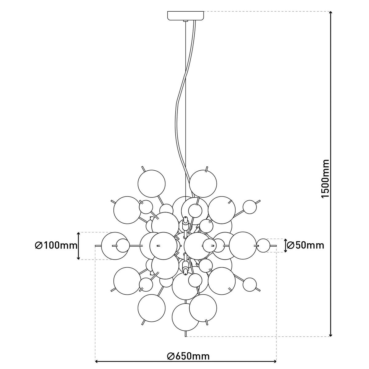 Näve Leuchten Pendelleuchte Chrom Glas Metall B/H/T/D: ca. 65x193x65x65 cm G9 10 Brennstellen EXPLOSION - Chrom (65,00/193,00/65,00cm) - Näve Leuchten