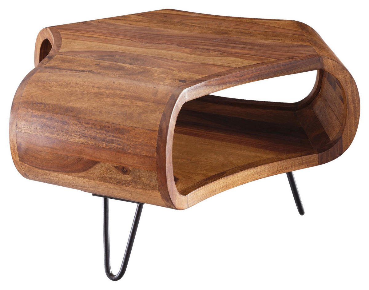 Couchtisch natur schwarz B/H/T: ca. 55x38x55 cm Couchtisch - natur/schwarz (55,00/38,00/55,00cm) - Wohnling
