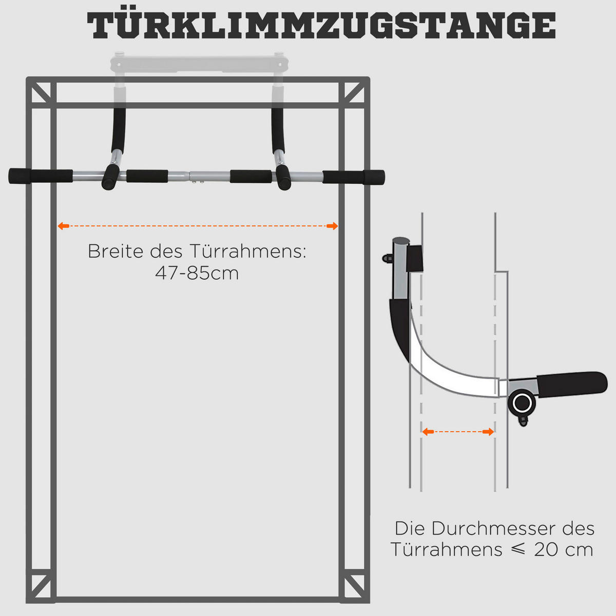HOMCOM Fitness-Zubehör schwarz Polypropylen B/H/L: ca. 40x92x17 cm Klimmzugstange - schwarz (17,00/40,00/92,00cm) - HOMCOM