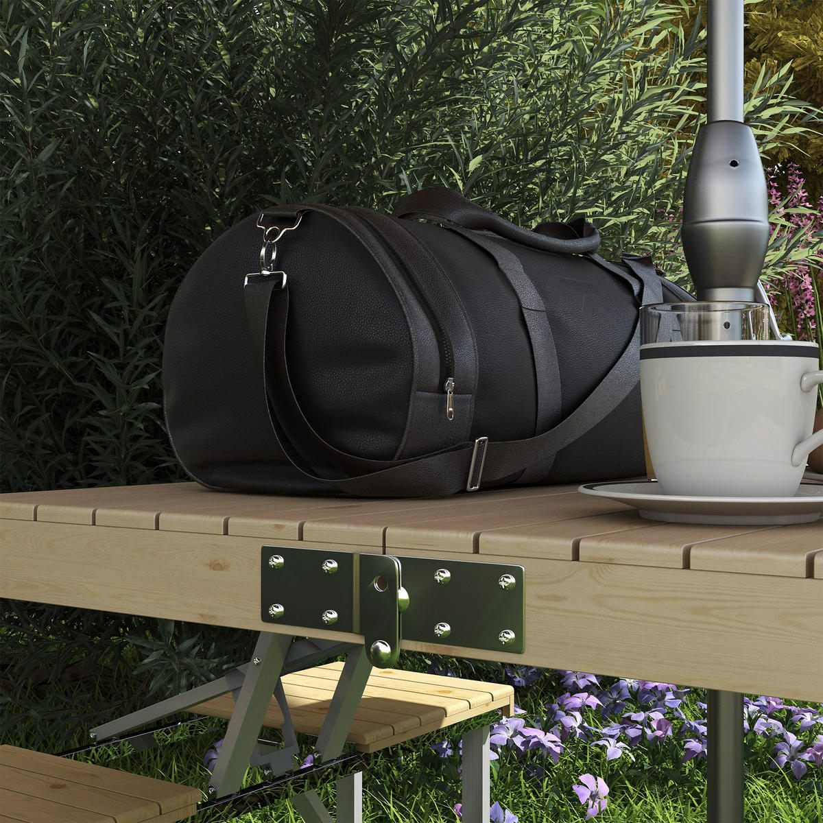 Outsunny Campingartikel B/H/L: ca. 72,5x86x67 cm Campingtisch - natur (67,00/72,50/86,00cm) - Outsunny