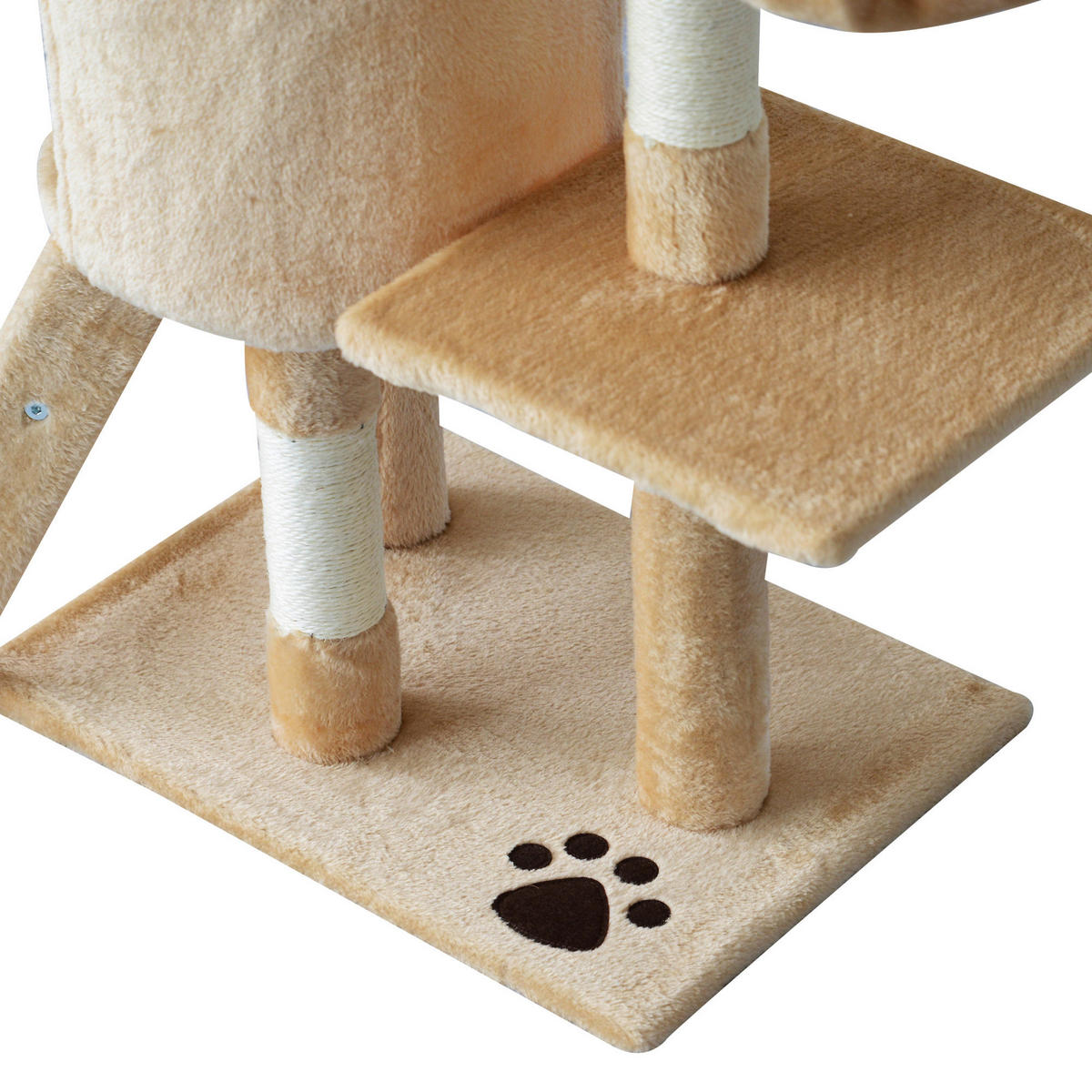 PawHut Katzenkratzbaum beige Spanplatte B/H/L: ca. 35x131x50 cm Katzenkratzbaum - beige/weiß (50,00/35,00/131,00cm) - PawHut