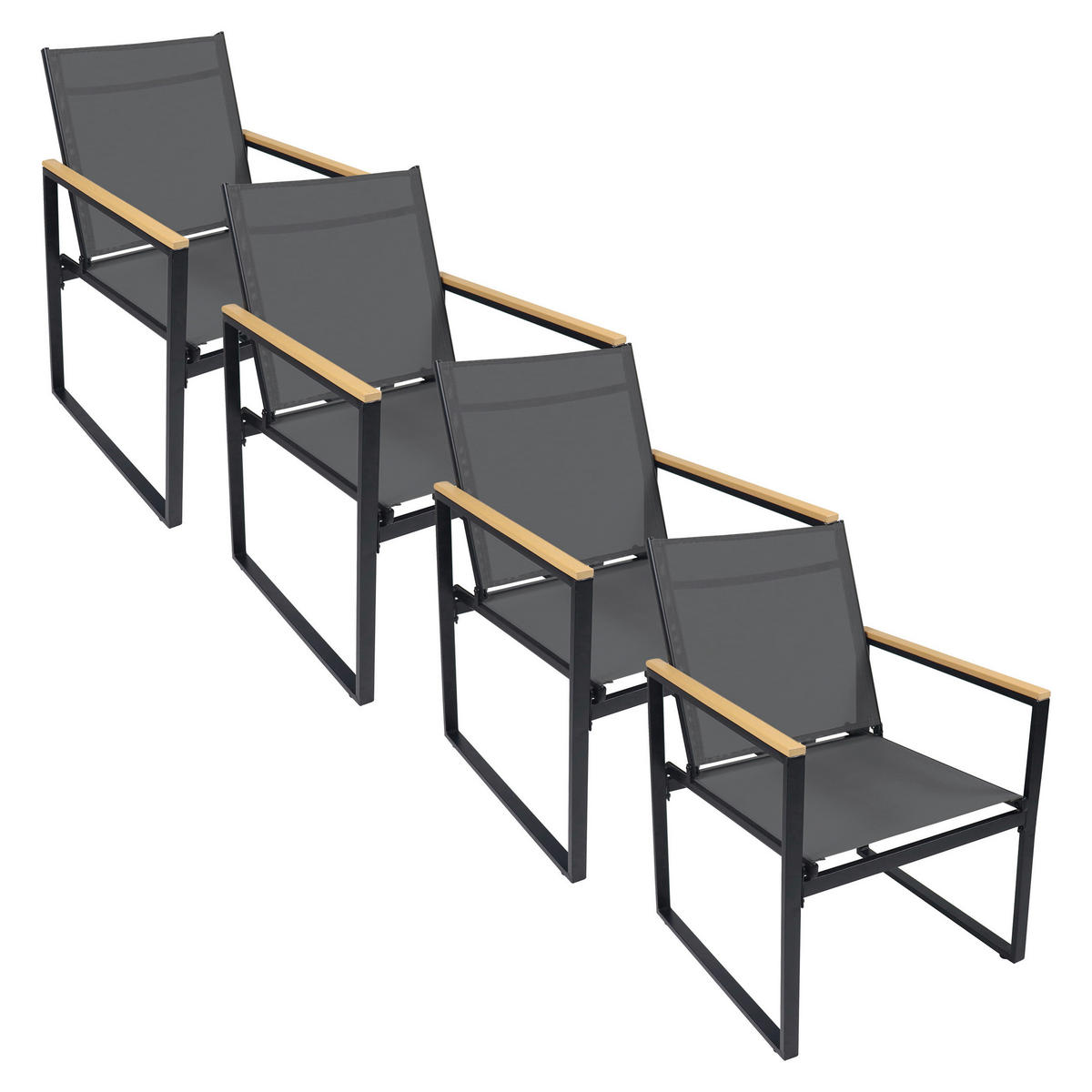 VCM Gartenstuhl anthrazit Textilene B/H/L: ca. 54x83x65 cm Gartenstuhl 4er Set - anthrazit (65,00/54,00/83,00cm) - VCM