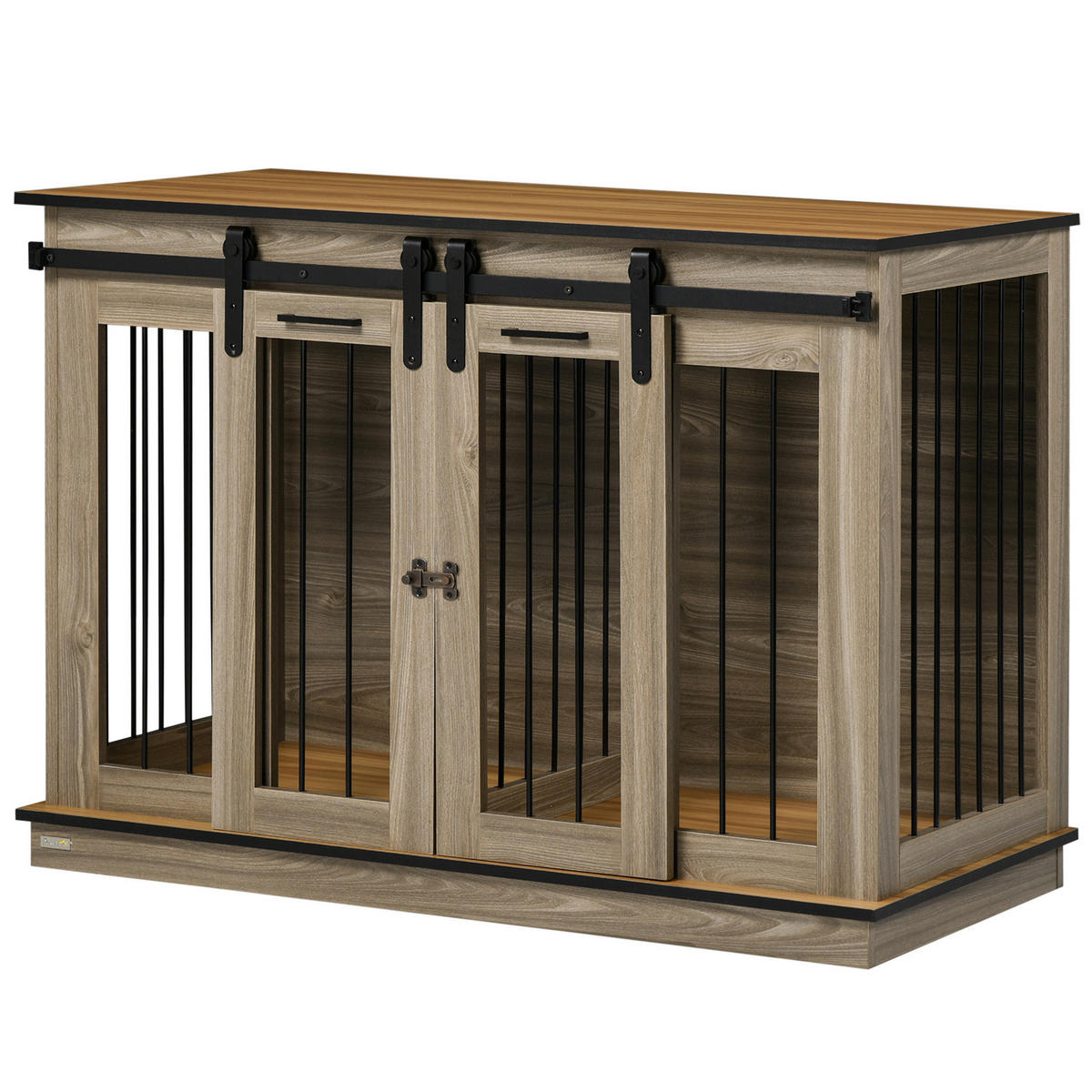 PawHut Hunde-Zubehör Eiche Polypropylen B/H/L: ca. 60x120x88,5 cm Hundekäfig - Eiche (88,50/60,00/120,00cm) - PawHut