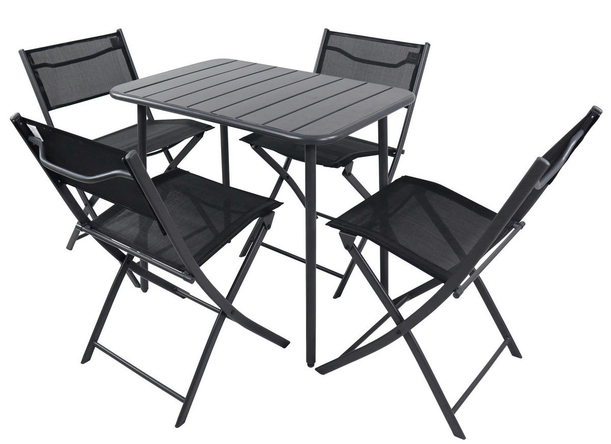 VCM Gartensitzgruppe Sumila schwarz Textilene B/H/L: ca. 80x72x55 cm Sumila - schwarz (55,00/80,00/72,00cm) - VCM