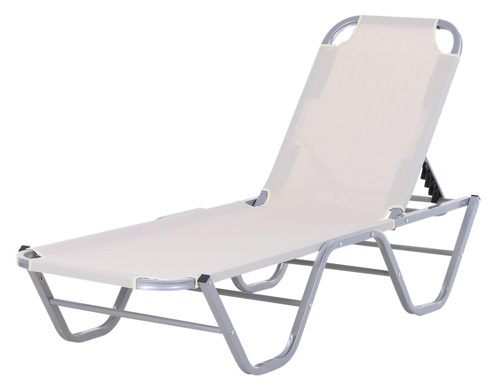Outsunny Sonnenliege creme Aluminium B/H/L: ca. 58,5x89x163 cm Sonnenliege - creme/silber (163,00/58,50/89,00cm) - Outsunny