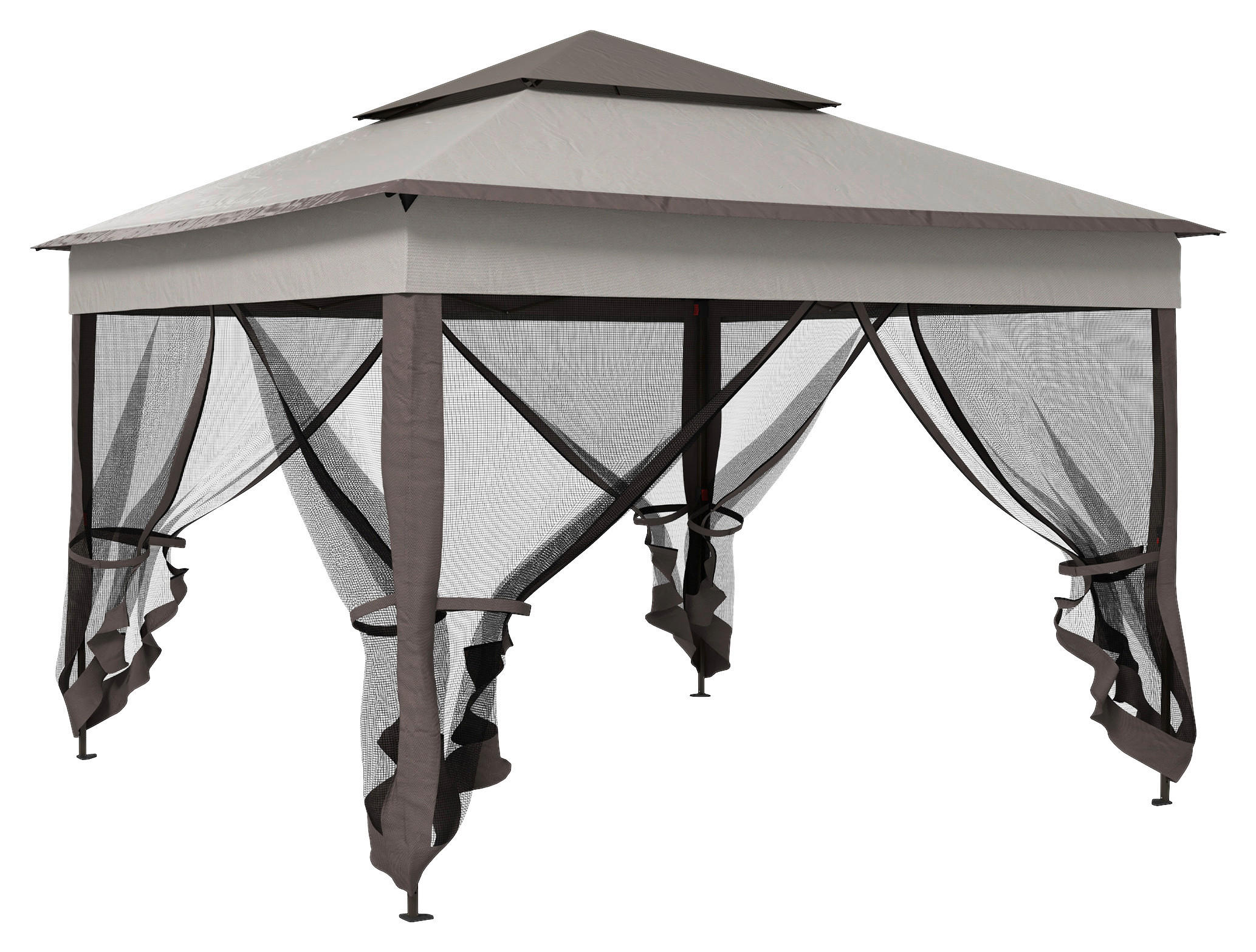 Outsunny Pavillon hellgrau Edelstahl B/H/L: ca. 325x325x270 cm Pavillon - hellgrau (270,00/325,00/325,00cm) - Outsunny