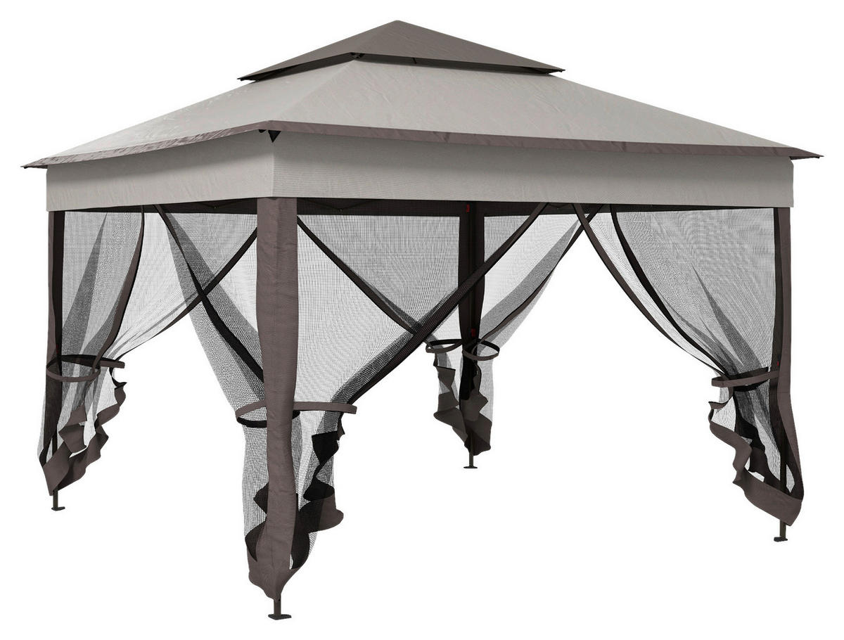 Outsunny Pavillon hellgrau Edelstahl B/H/L: ca. 325x325x270 cm Pavillon - hellgrau (270,00/325,00/325,00cm) - Outsunny