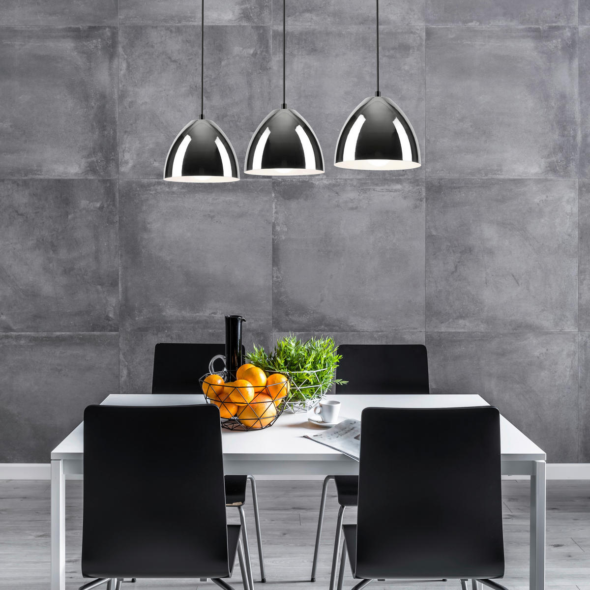 Lamkur Pendelleuchte MIA 40462 Chrom Metall Stahl H/L: ca. 83x70 cm E27 3 Brennstellen Mia - Chrom (70,00cm) - Lamkur