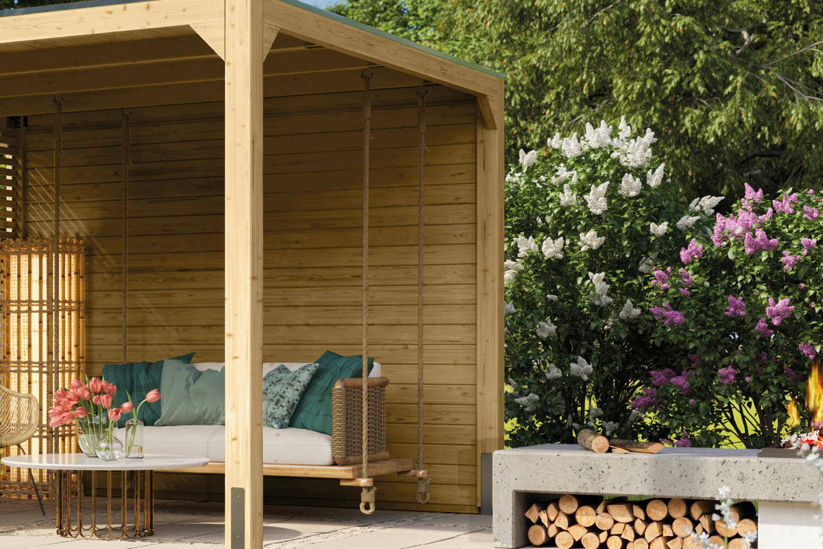 Karibu Pavillon Florida natur Holz B/H/L: ca. 160x239x320 cm Florida - natur (320,00/160,00/239,00cm) - Karibu