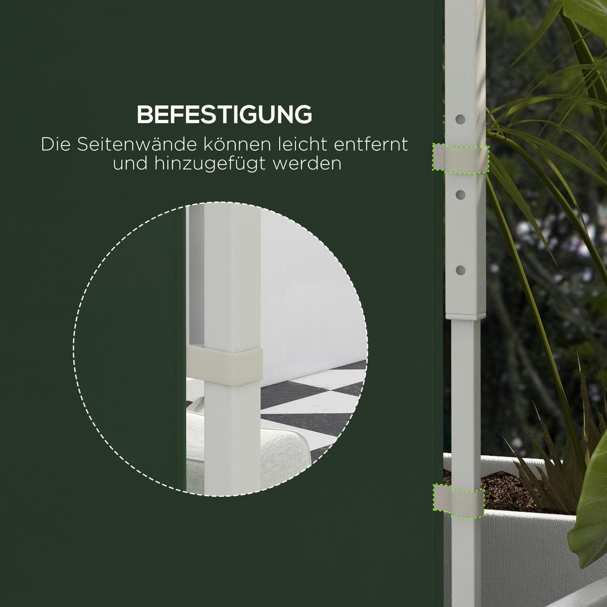 Outsunny Seitenteile für Pavillon grün Polyester B/H/L: ca. 295x195x0,01 cm Seitenteile für Pavillon - grün (0,01/295,00/195,00cm) - Outsunny