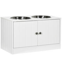 PawHut Futterstation weiß MDF B/H/L: ca. 30x35,5x60 cm Futterstation - weiß (60,00/30,00/35,50cm) - PawHut