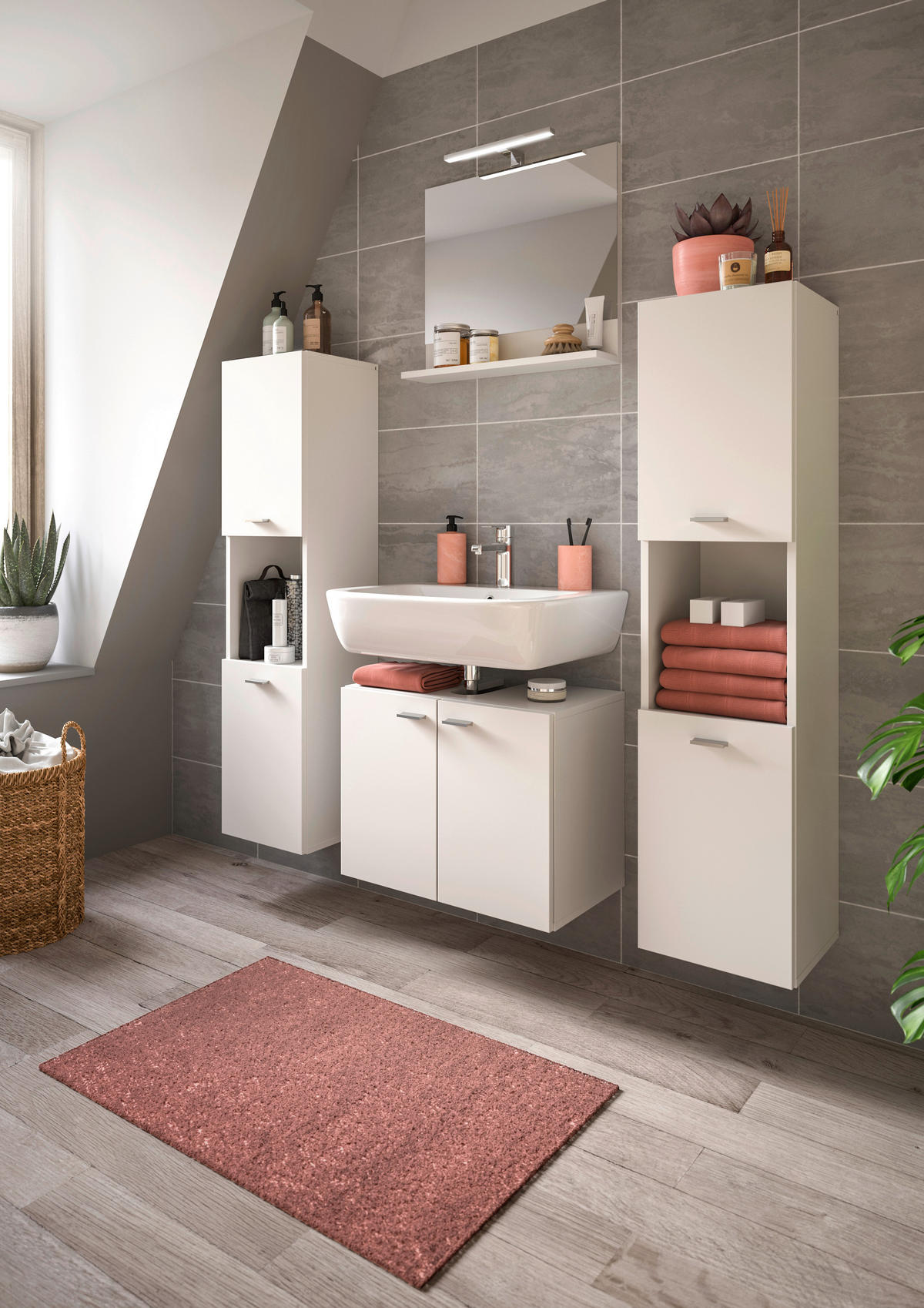 Badezimmer-Set BOSTON weiß B/H/T: ca. 137x186x33 cm BOSTON - weiß (137,00/186,00/33,00cm) - xonox.home