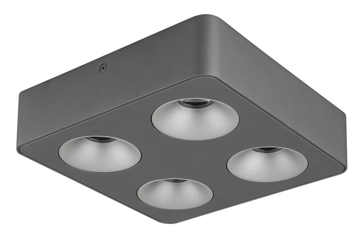 GLOBO LED-Spot dunkelgrau Kunststoff Aluminium B/H/T: ca. 22,4x5,5x22,4 cm 4 Brennstellen HANGARAU - dunkelgrau (22,40/5,50/22,40cm) - GLOBO