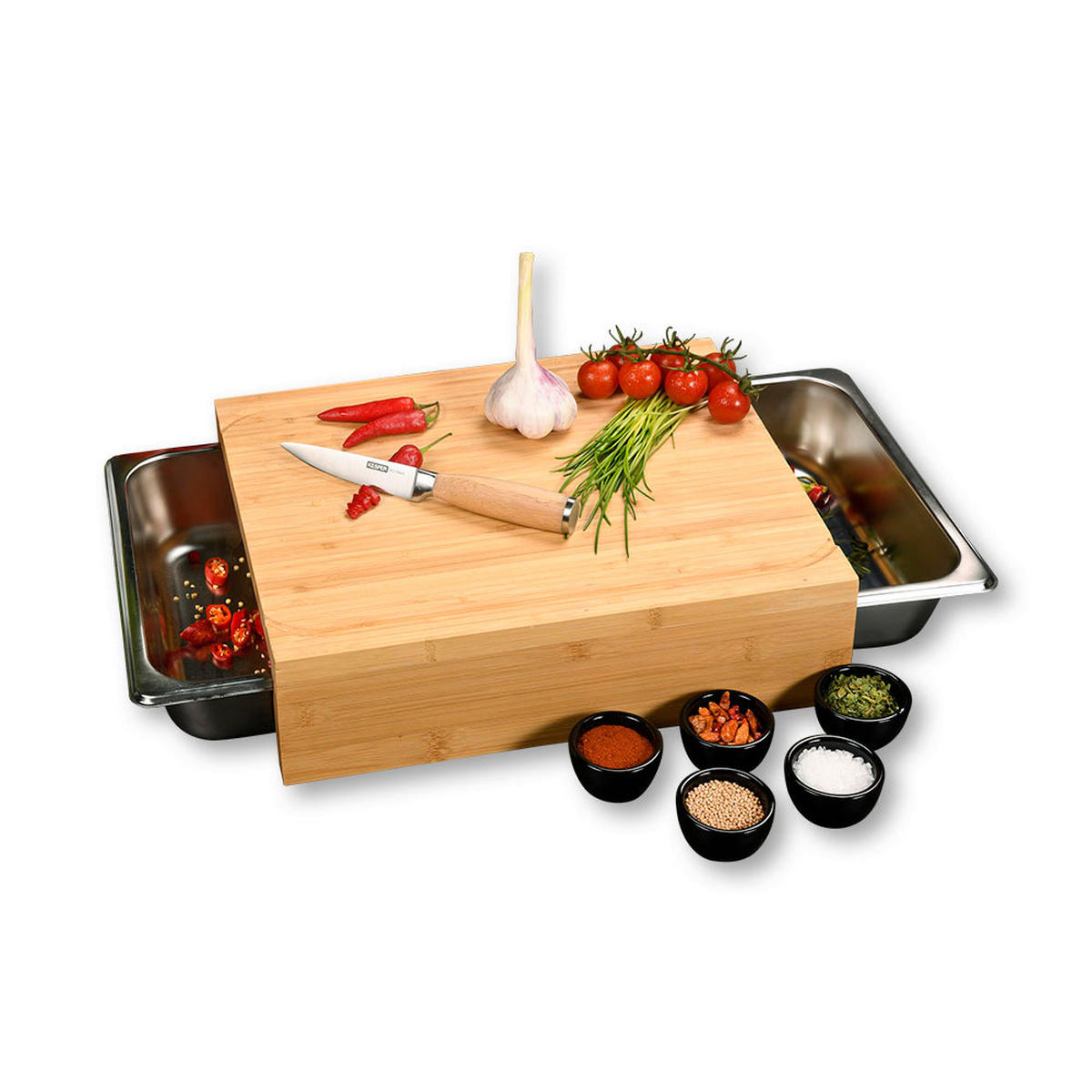 Kesper Schneidebrett Schneidebrett - braun/silber (35,00/29,00/9,50cm) - Kesper