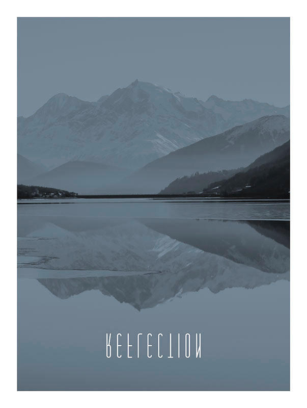 Komar Poster Word Lake Reflection Steel Natur B/L: ca. 30x40 cm günstig online kaufen