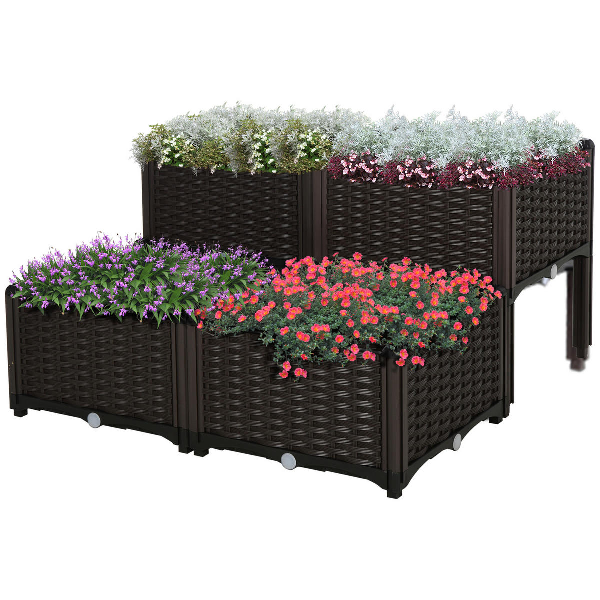 Outsunny Hochbeet B/T: ca. 80x40 cm 4-teiliges Hochbeet 845-290V02 - dunkelbraun (80,00/40,00cm) - Outsunny