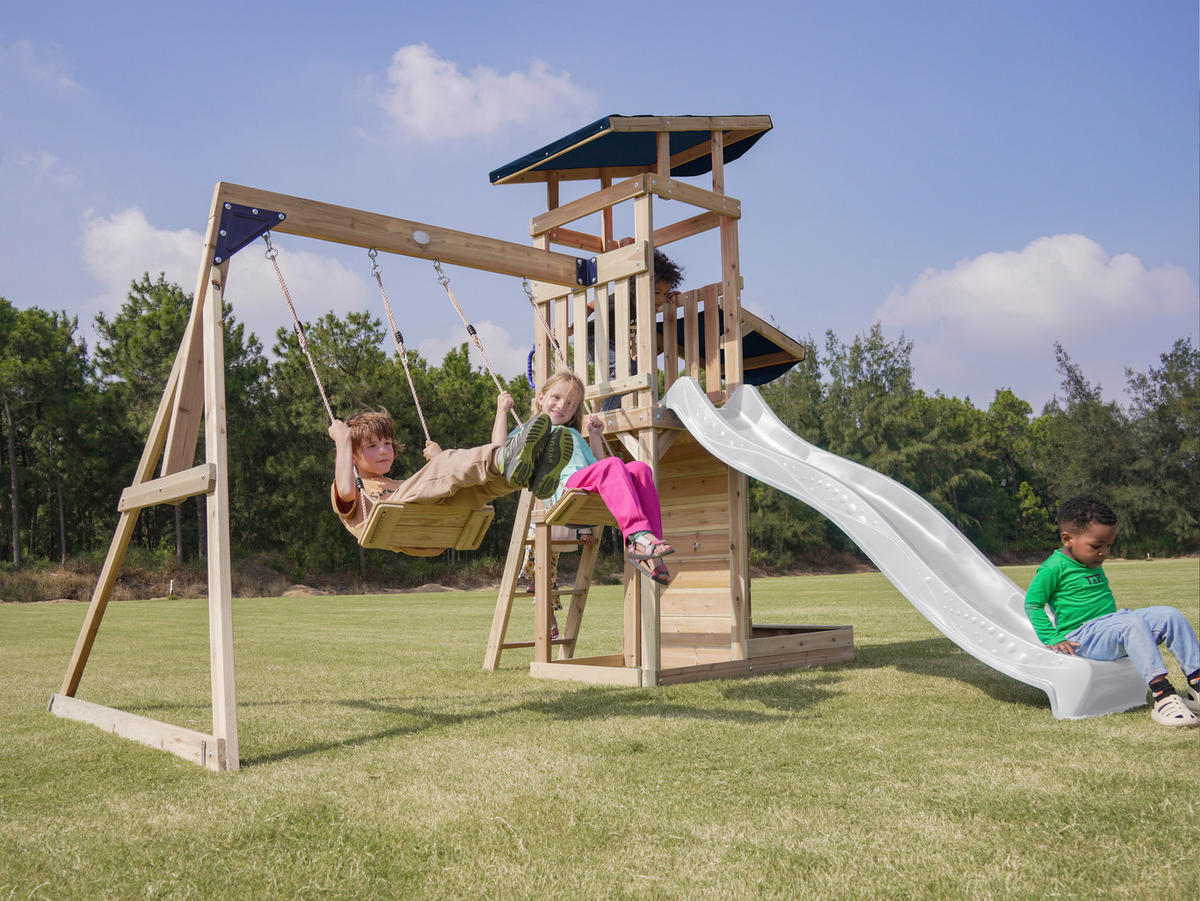 AXI Spielturm Malik weiß B/H/L: ca. 345x270x336 cm Malik - braun/weiß (336,00/345,00/270,00cm) - AXI