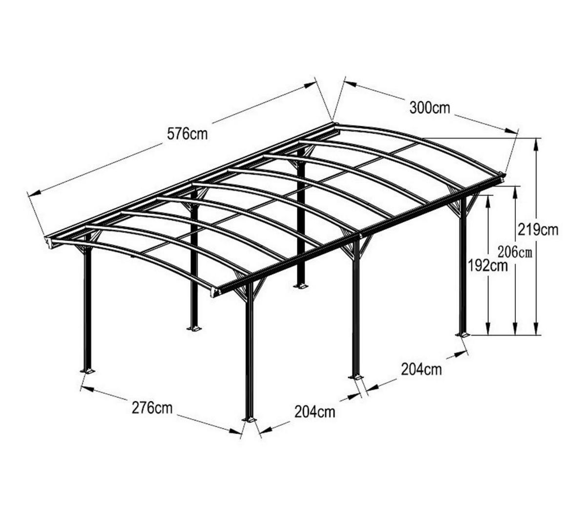Westmann Carport 17m² B/H/T: ca. 300x220x576 cm 17m² - anthrazit (300,00/220,00/576,00cm) - Westmann