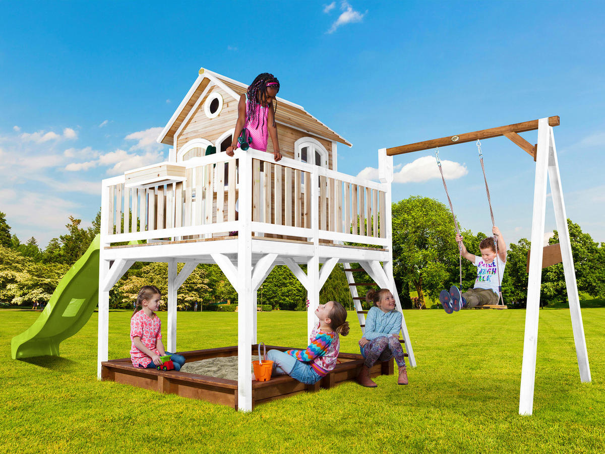 AXI Spielhaus Liam braun B/H/L: ca. 541x291x277 cm Liam - braun/weiß (277,00/541,00/291,00cm) - AXI