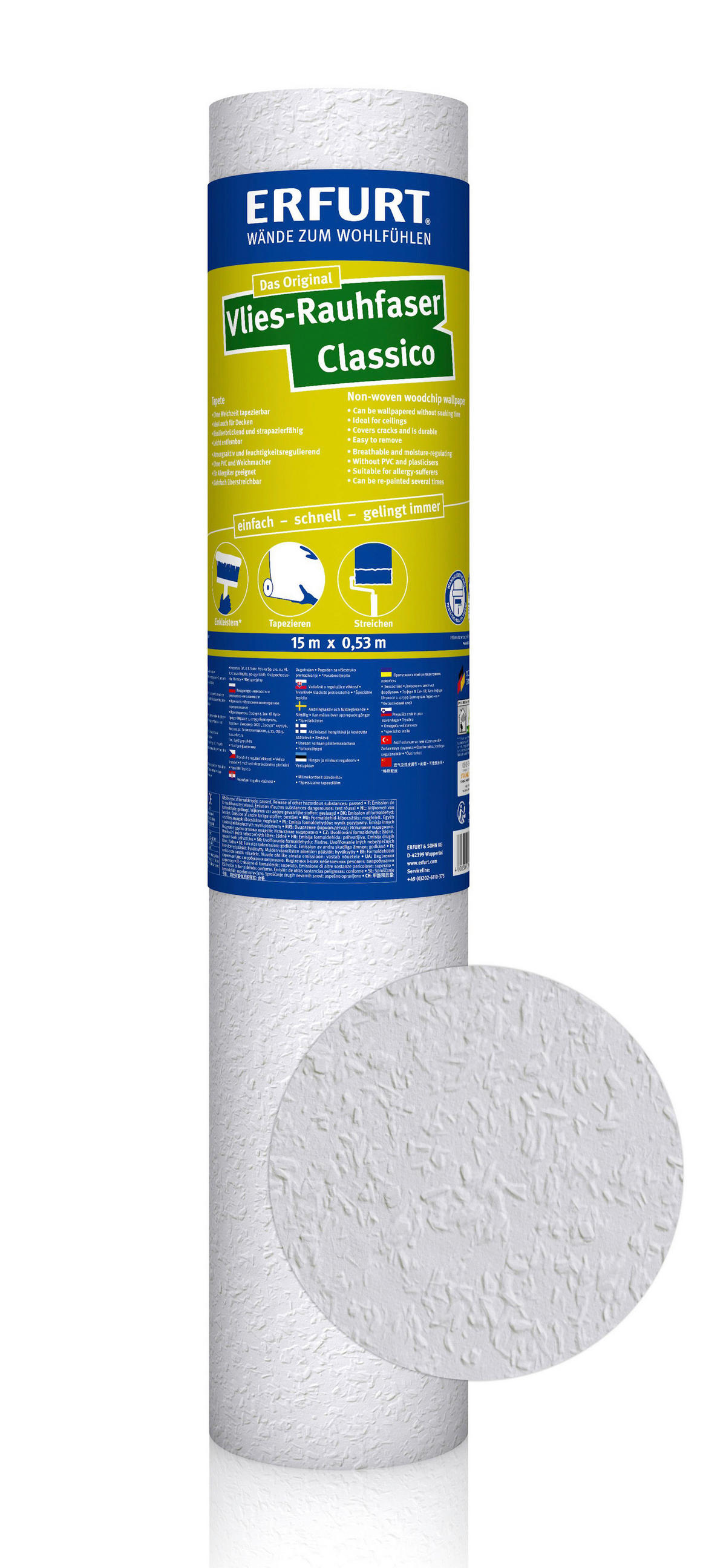 Erfurt Rauhfaser B/L: ca. 53x1500 cm strukturiert Vliesrauhfaser_Erfurt 15m Classico - (53,00/1500,00cm) - Erfurt