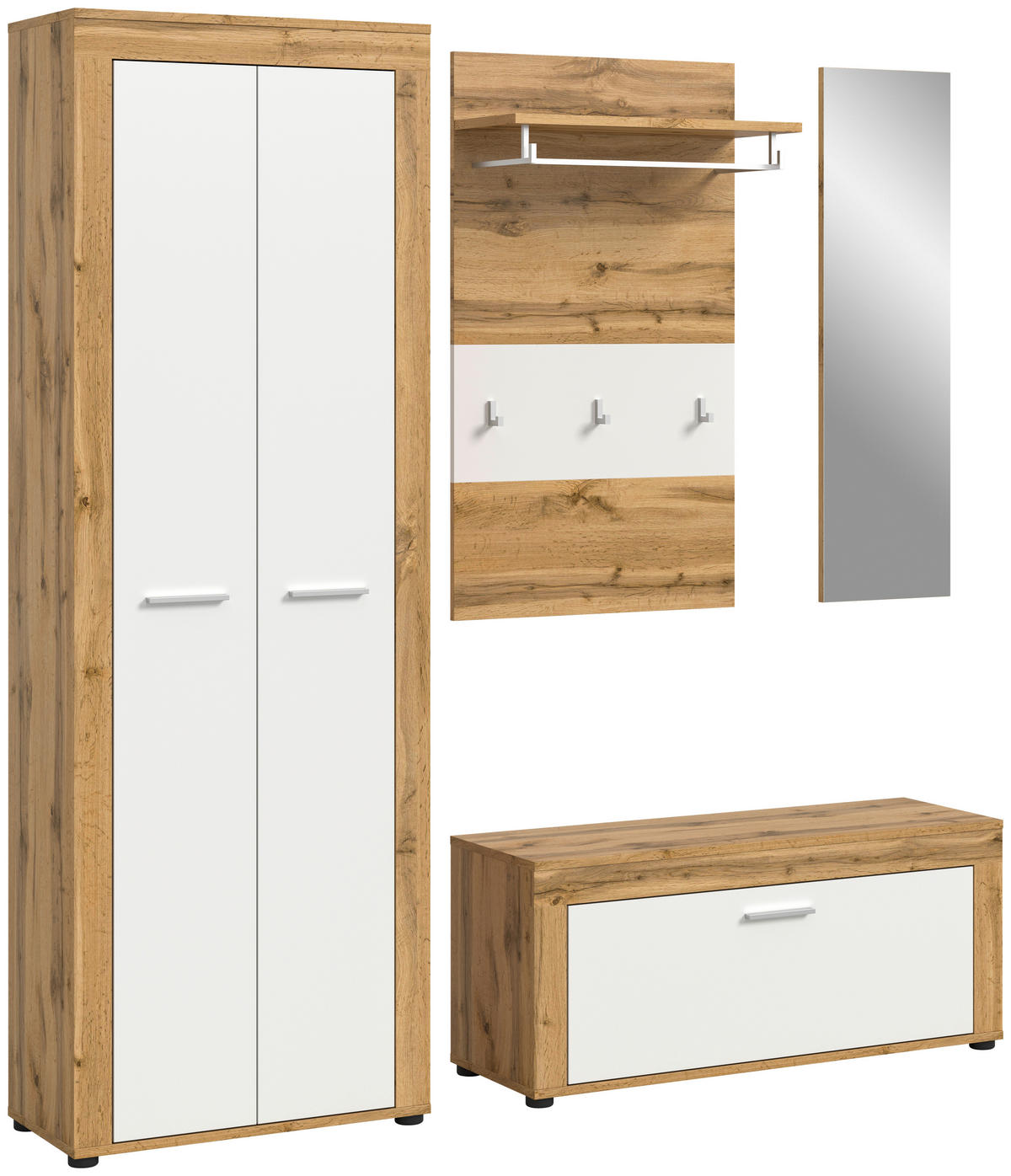 Garderobe JAM Eiche Wotan Nachbildung weiß B/H/T: ca. 184x191x35 cm JAM - Eiche/weiß (184,00/191,00/35,00cm) - xonox.home
