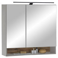 Spiegelschrank Denver grau matt Eiche Evoke Coast Nachbildung B/H/T: ca. 80x75x22 cm Denver - Eiche/grau (80,00/75,00/22,00cm)