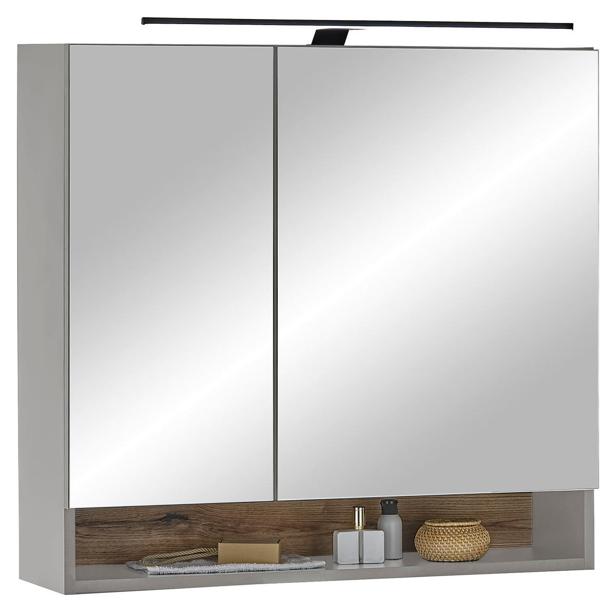 Spiegelschrank Denver grau matt Eiche Evoke Coast Nachbildung B/H/T: ca. 80x75x22 cm Denver - Eiche/grau (80,00/75,00/22,00cm)