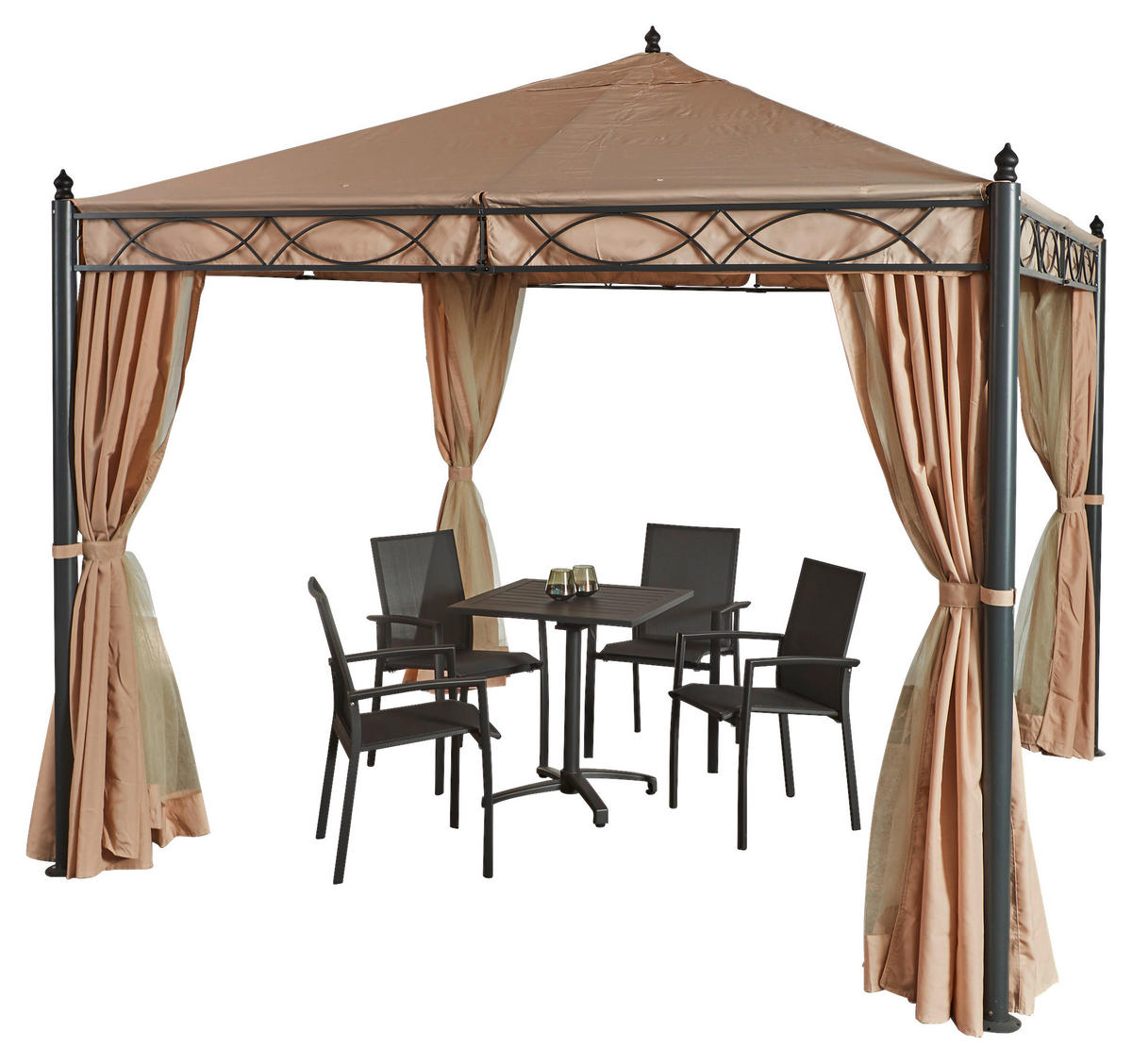 Grasekamp Pavillon Rom beige Stahl B/H/L: ca. 300x270x300 cm Rom - beige (300,00/300,00/270,00cm) - Grasekamp