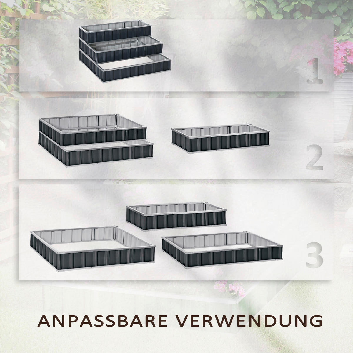 Outsunny Hochbeet dunkelgrau B/H/L: ca. 118x62x118 cm Hochbeet - dunkelgrau (118,00/118,00/62,00cm) - Outsunny