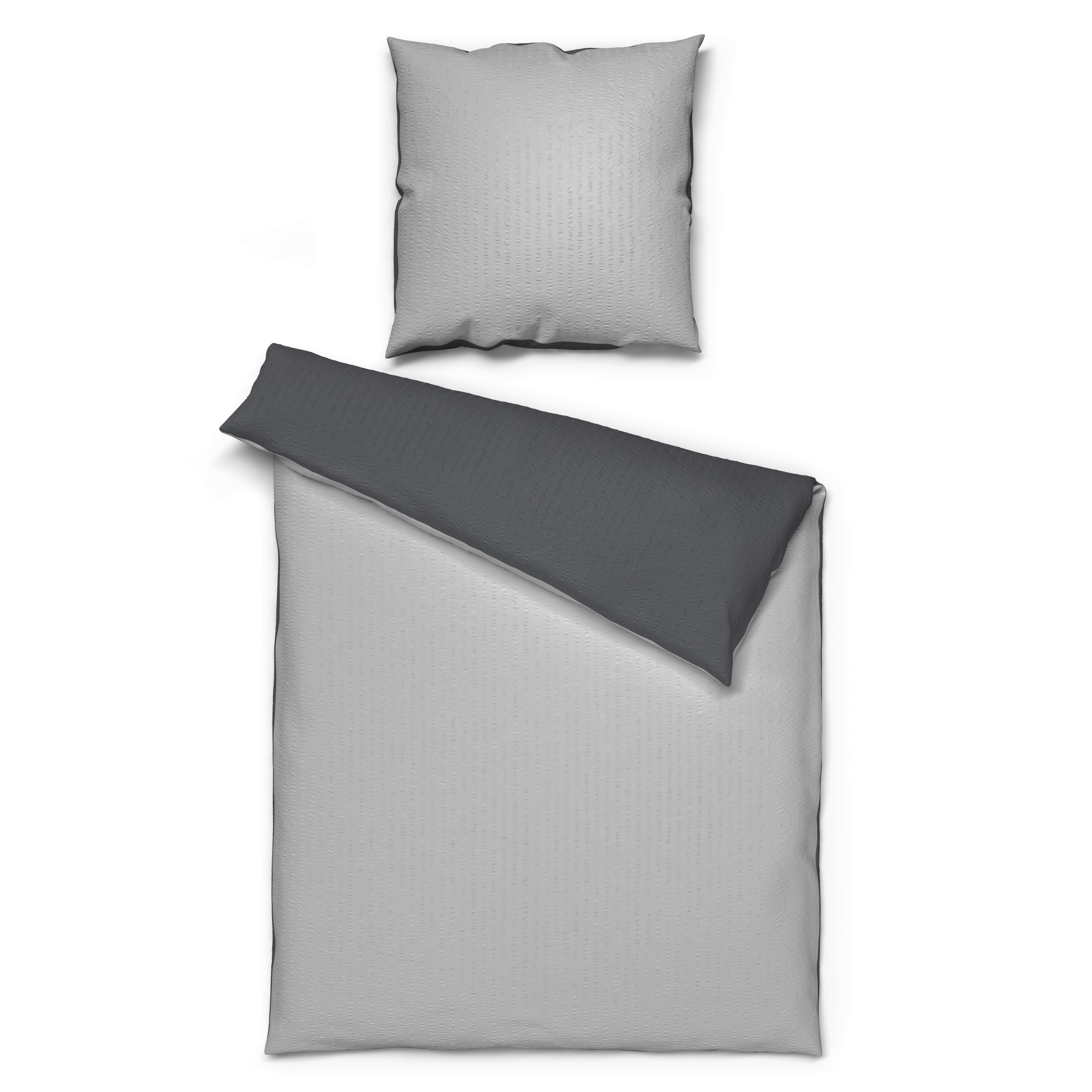 Seersucker Bettwäsche Seersucker Wendebettwäsche-Seersucker silber - anthrazit/silber (135,00/200,00cm)