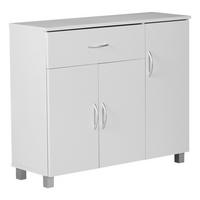 Sideboard weiß silber B/H/T: ca. 90x75x30 cm Sideboard - weiß/silber (90,00/75,00/30,00cm) - Wohnling