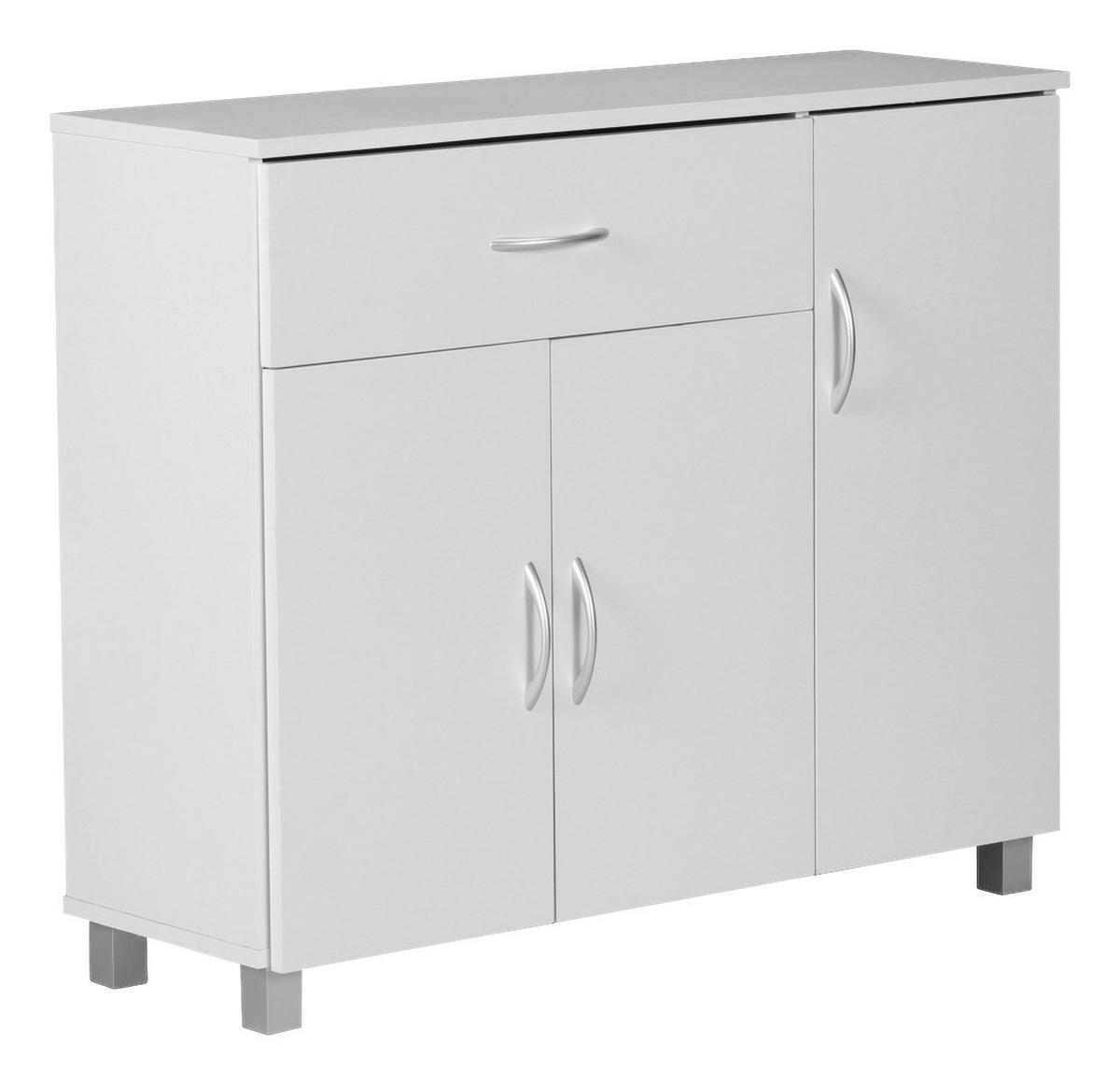 Sideboard weiß silber B/H/T: ca. 90x75x30 cm Sideboard - weiß/silber (90,00/75,00/30,00cm) - Wohnling