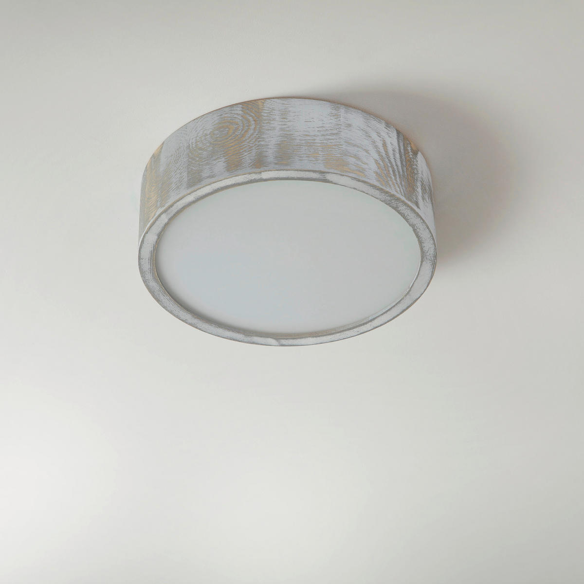 Lamkur Deckenleuchte hellbraun weiß Glas Holz B/H/L: ca. 28,5x12x28,5 cm 1 Brennstellen Eveline - weiß/hellbraun (28,50/28,50/12,00cm) - Lamkur