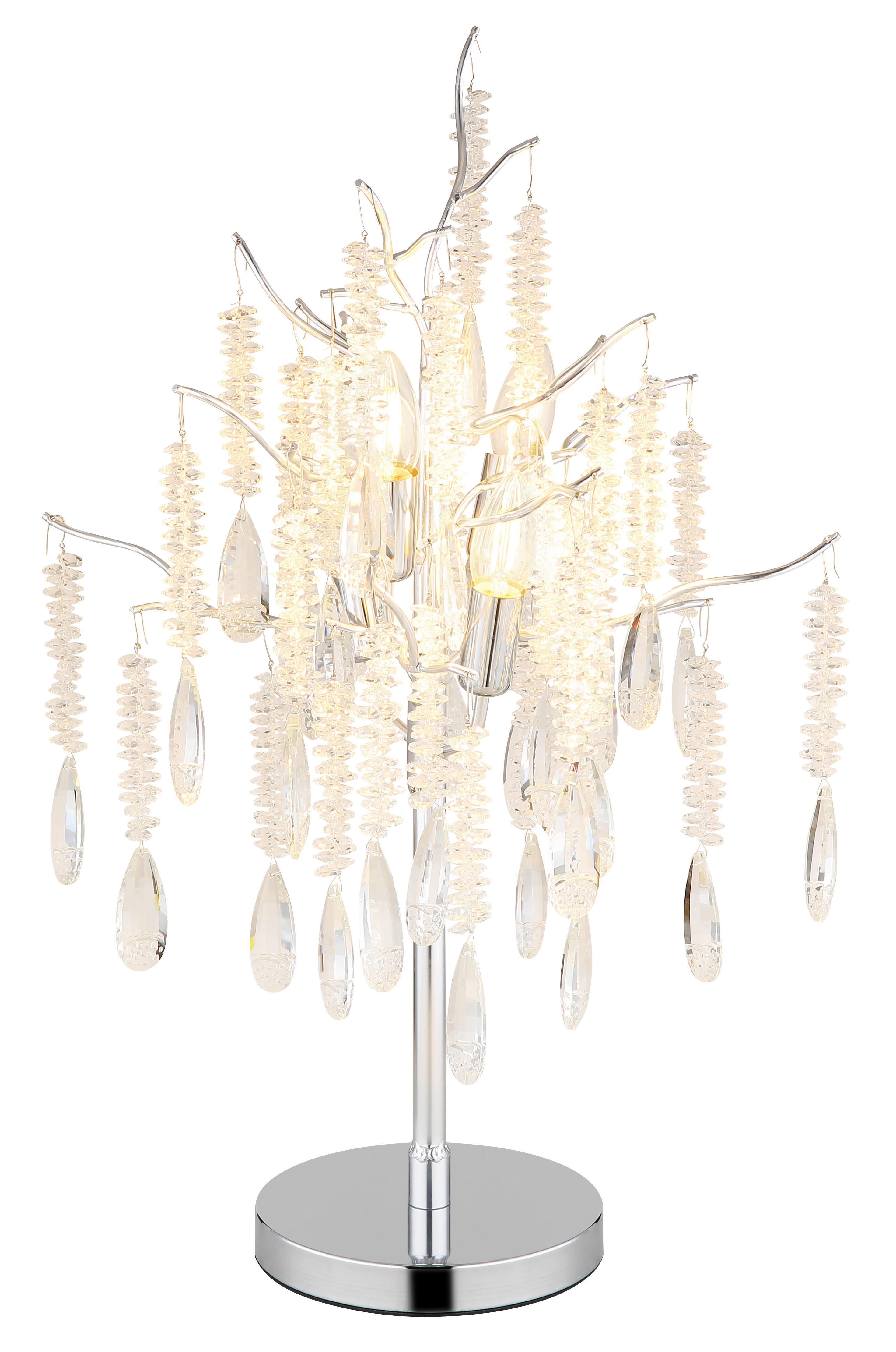 GLOBO Tischleuchte klar silber Glas Metall H/D: ca. 67x41 cm E14 4 Brennstellen Kinga - klar/silber (41,00/67,00cm) - GLOBO