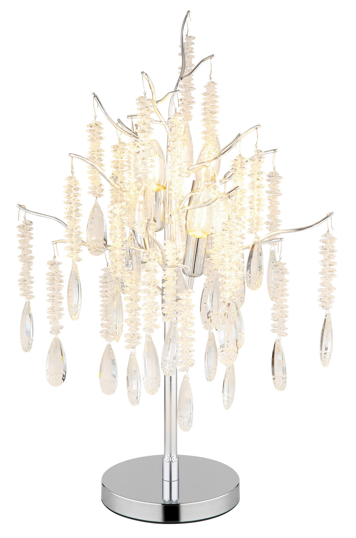 GLOBO Tischleuchte klar silber Glas Metall H/D: ca. 67x41 cm E14 4 Brennstellen Kinga - klar/silber (41,00/67,00cm) - GLOBO